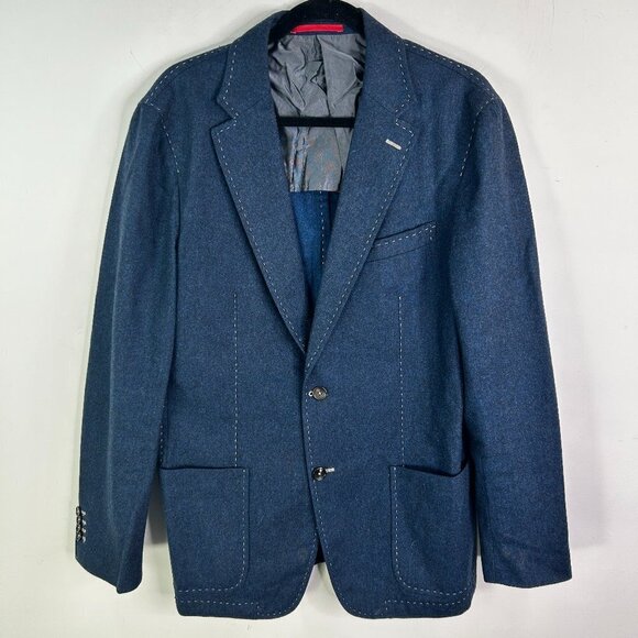 Pal Zileri Concept Men's Blue Wool Jacket -Measurements in Description